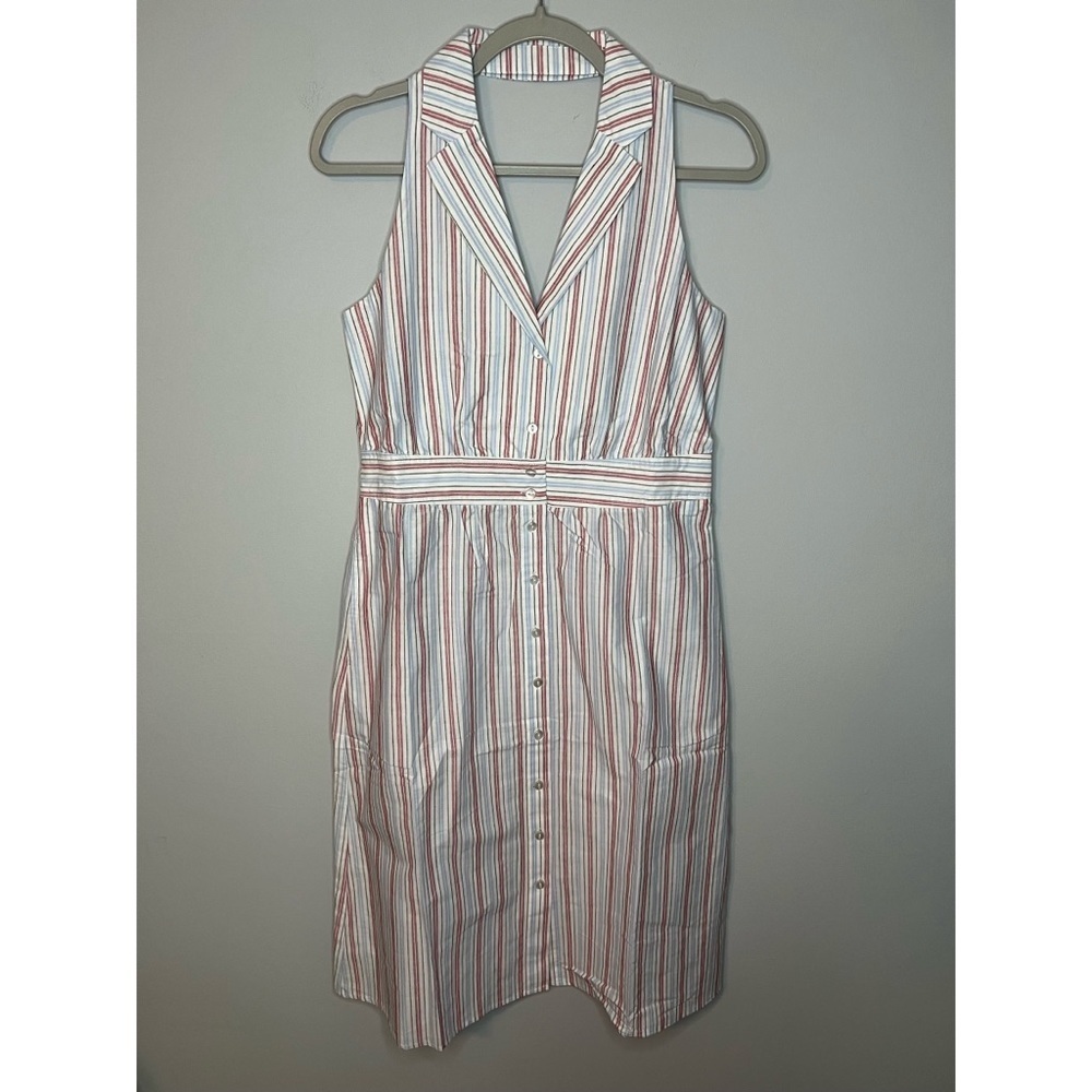 Women’s Simply Noelle Red and blue striped halter neck dress size S/M